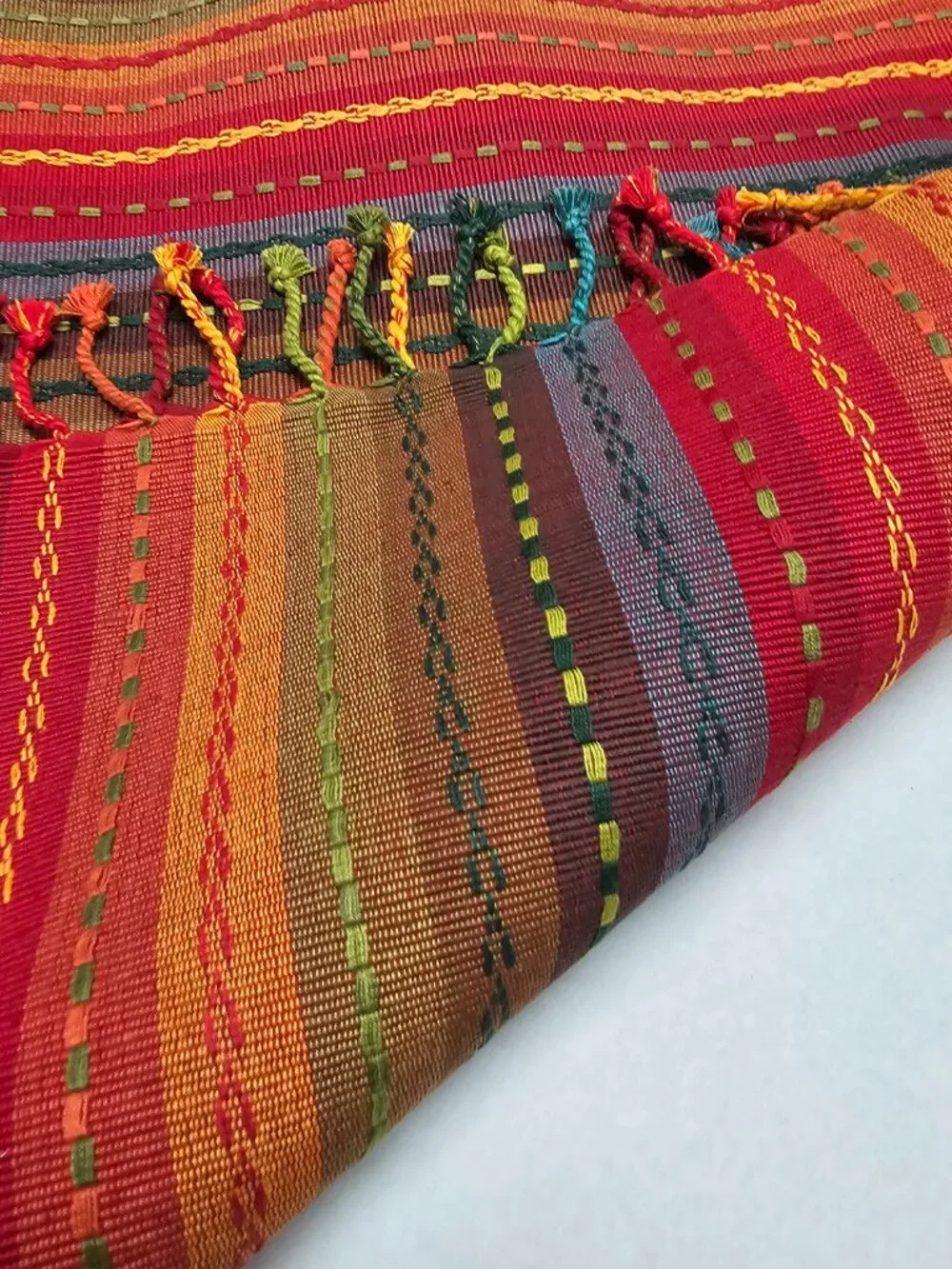 4 Lot Bundle Pier 1 Stripped Fringed Placemats Southwest Boho Warm Colors